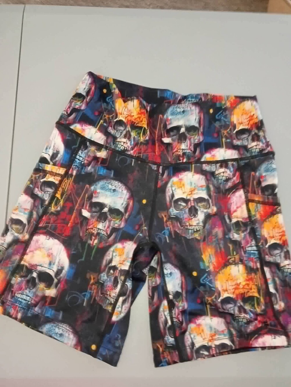 Skull Print High-Waist Women’s Athletic Shorts Constantly Varied Gear Women's S